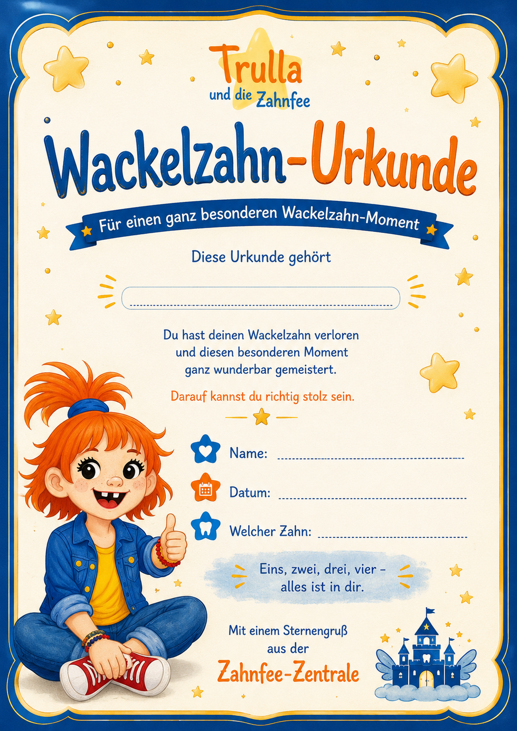 Wackelzahn-Urkunde zum Ausdrucken